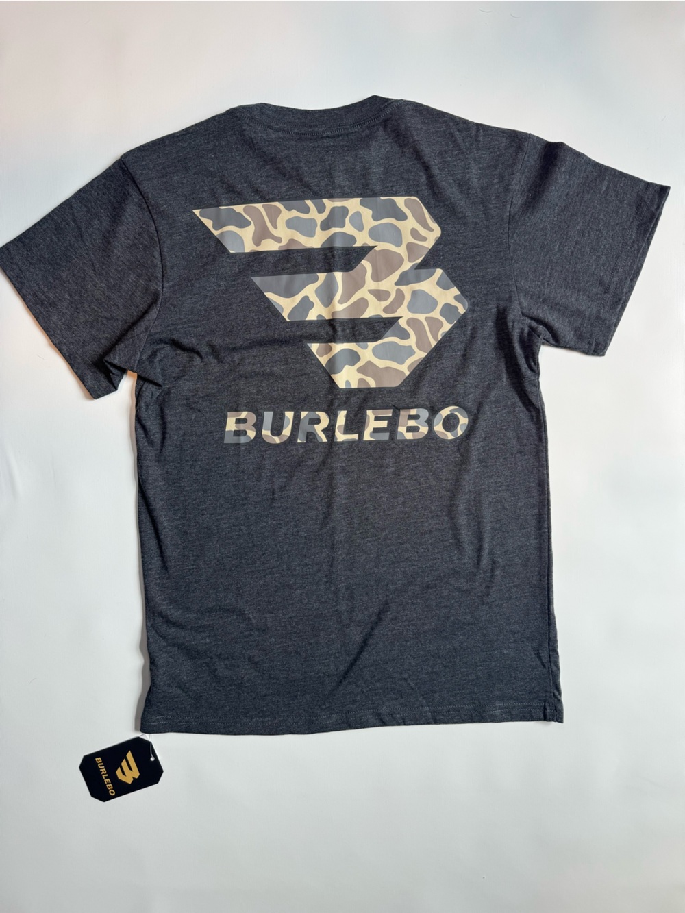 NWT BURLEBO Camo Logo Pocket Graphic T-Shirt Gray Men’s S - Picture 2 of 4